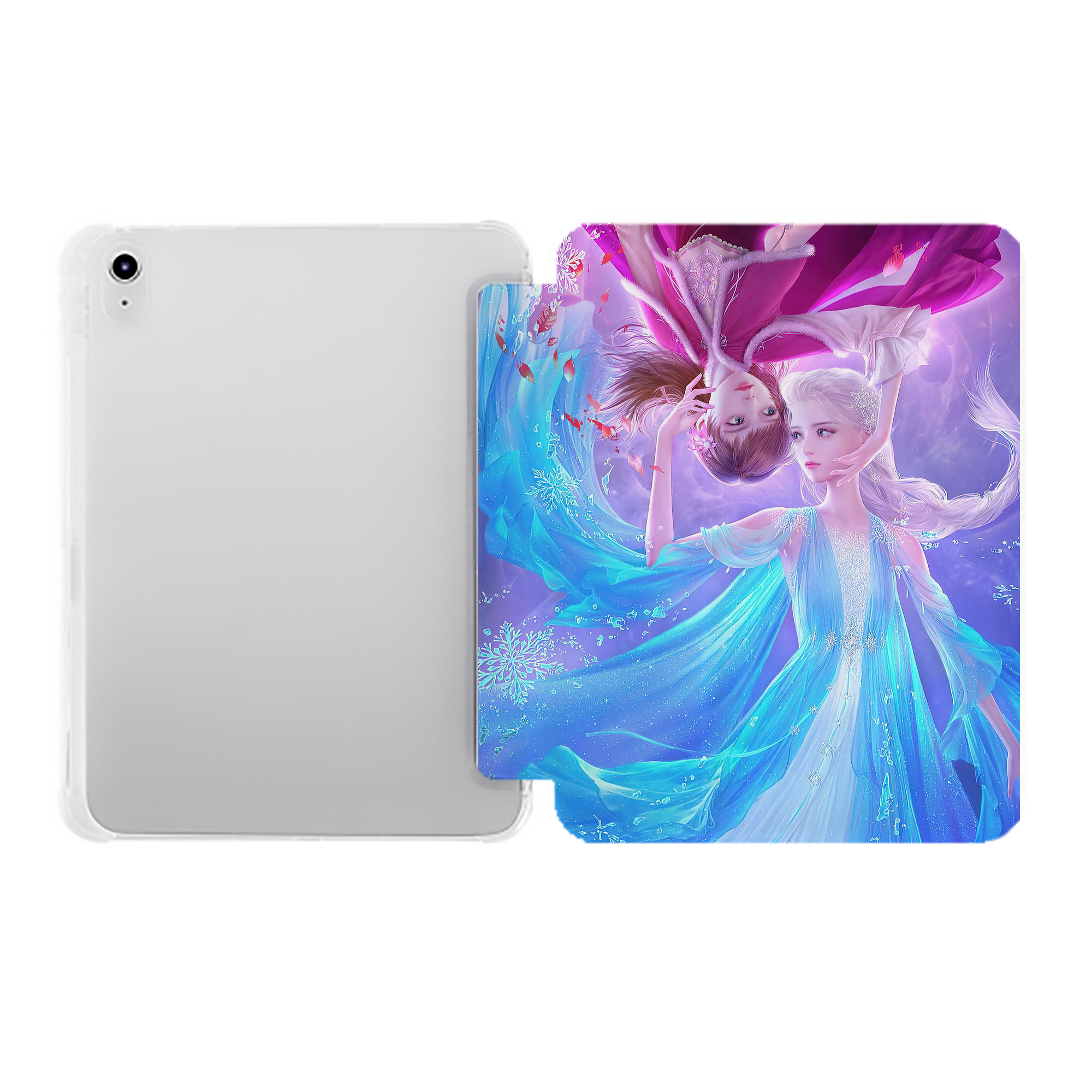 （画像用） アナと雪の女王 アンナ エルサ Frozen Anna Elsa IPad ケース ペン収納付き 三つ折りスタンド PUレザー×シリコン 対応機種9.5/10.5/10.9インチ
